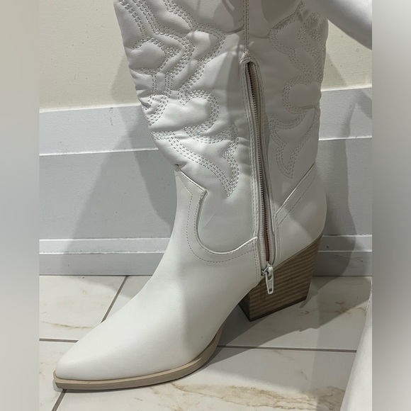 Women’s Faux Leather Knee High Cow Boy Boots sz 8 - Picture 8 of 9